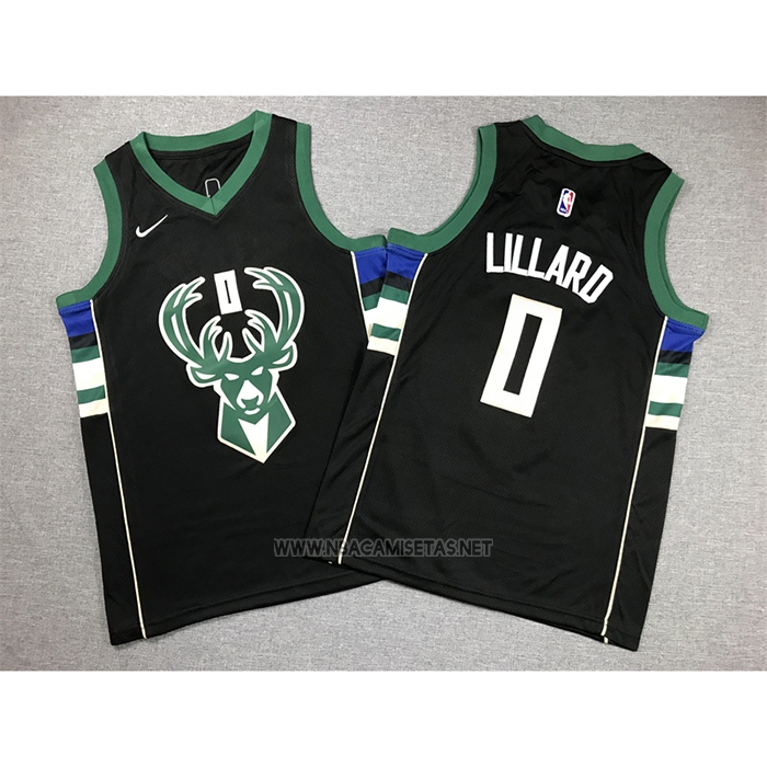 Camiseta Nino Milwaukee Bucks Damian Lillard NO 0 Statement 2018-19 Negro
